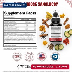 Sangluco Berberine Ceylon Cinnamon Chromium Turmeric Apple Cider Vinegar Bitter