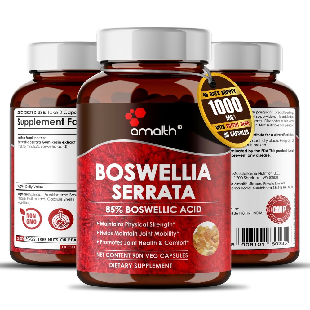 Boswellia Serrata Extract Powder 1000mg Capsules – 90 Pills – Joint Health