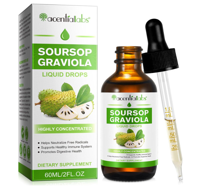 Acentiallabs Graviola Soursop Extract liquid Drops Supports Immune 60ml 2 oz