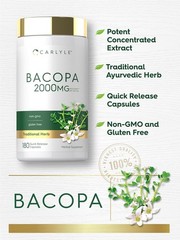 Bacopa Monnieri Capsules 1000mg | 180 Capsules | Gluten Free | by Carlyle