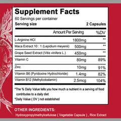 Maca Capsules – with L-Arginine, Boost Energy, Improve Stamina, Improve Mood
