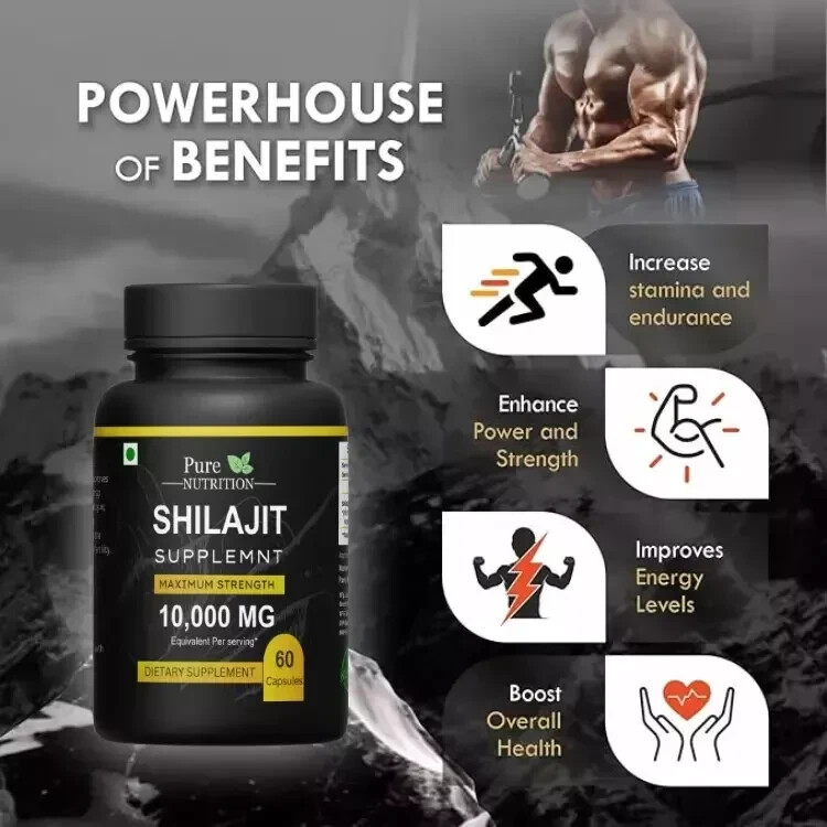 Himalayan Pure Shilajit 60 cap Naturally Occurring Fulvic Acid IMPROVES VIGOR