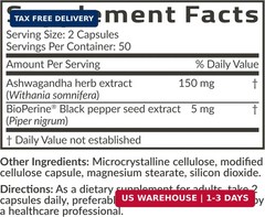 Ashwagandha Extra Strength Stress & Mood Support 100 Capsules | Ve