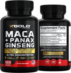 Maca Root Capsules 10,000mg + Korean Panax Ginseng 120 Count (Pack of 1)
