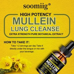 Mullein Drops Lung Cleanse Leaf Extract Immune Support Detox Respiratory 60ml