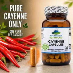 Pure Mountain Cayenne Pepper Capsules Organic Cayenne Supplement with Capsaicin
