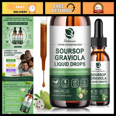2 Pack Soursop Graviola Leaf Extract Drops & Pure Sea Moss for Immunity, Gut Hea