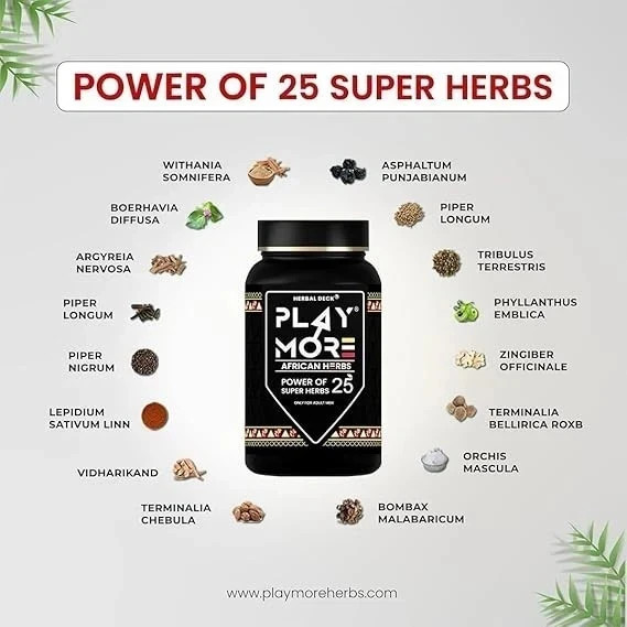 Play More African Herbs – 100% Natural Herbal Supplement for Adult Men – Origina