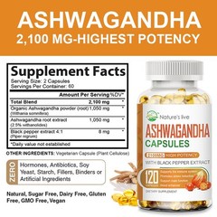 Ashwagandha KSM-66 2100mg Capsules – Stress Relief & Cortisol Balance