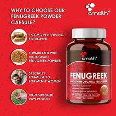Organic Fenugreek Seed Methi Trigonella Powder 1500mg 120 Capsules Blood Sugar