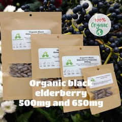 USDA Certified Organic Elderberry (Sambucus nigra) 500mg or 650mg vegetarian or