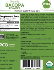 Organic Brahmi Powder, Bacopa Monnieri for brain & hair, 4,8,16 oz , ships free