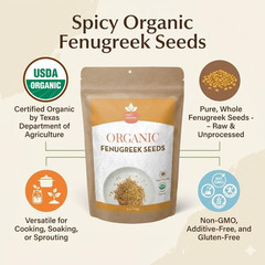 SPICY ORGANIC Whole Fenugreek Seeds 4 Oz – USDA Certified Organic, Non-Gmo, Glut