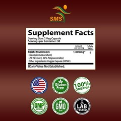 REISHI MUSHROOM STRONGEST ORGANIC CAPSULES LINGZHI LUCIDUM EXTRACT PILLS SPORES
