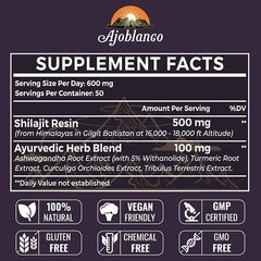 Ajoblanco 600mg Shilajit Pure Himalayan Organic Shilajit Resin – 30 Grams