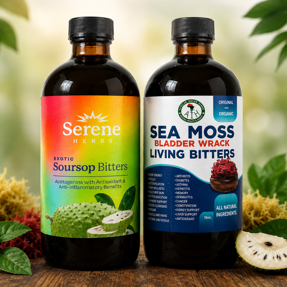 Soursop Bitters & Sea Moss Bladderwrack Bundle 16oz Herbal Supplements