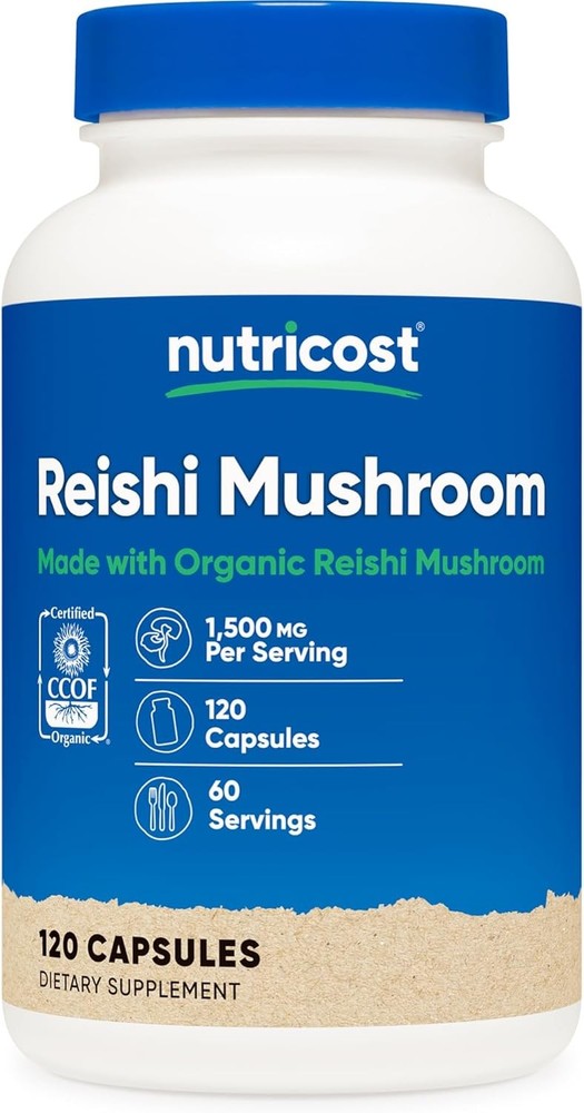 Organic Reishi Mushroom Capsules 1500mg CCOF Certified 120ct 60 Servings