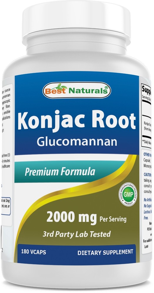 Best Naturals Konjac Glucomannan root 2000mg/serving 180 Veggie Caps