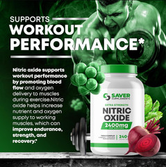 Nitric Oxide Booster Supplement – L-Arginine, L-Citrulline 2400mg – 240 Capsules
