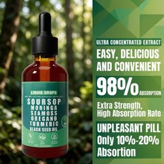 Soursop Liquid Drops 10-in-1–Sea Moss, Moringa & Turmeric for Immune & Wellness