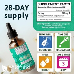 WILDFIELD HERBS 2 Oz Parsley Herb Extract Drops 2100mg + BONUS BOTTLE