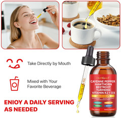 Organic Cayenne Pepper Liquid Drops with Hawthorn, Beetroot & Turmeric 2oz