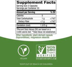 Dandelion Root 1,575 mg per serving Non-GMO Nature’s Way Gluten Free Vegetarian