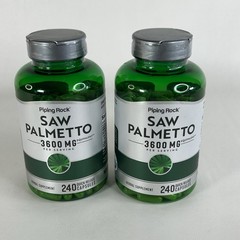Saw Palmetto 3600mg 240 Caps Gluten Free/No Soy 2 Bottles Piping Rock