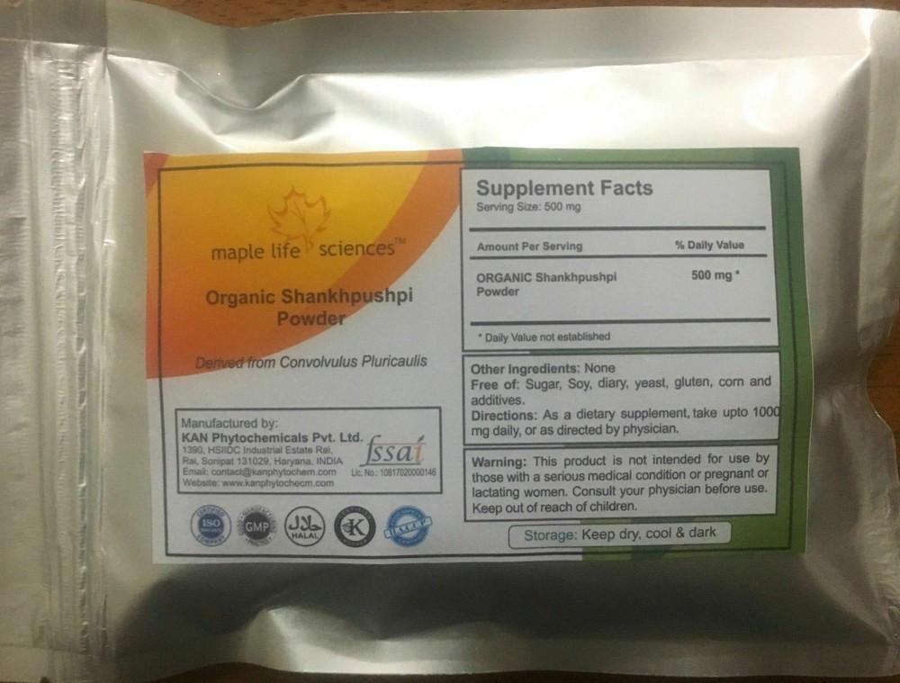 ORGANIC Shankhpushpi Powder Convolvulus Pluricaulis Brain Tonic No filler Pure