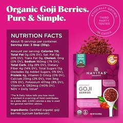 Navitas Organics Goji Berries, 16 oz. Bag — Organic, Non-GMO, Sun-Dried,