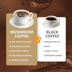 Mushroom Coffee, Instant Mushroom Coffee with Cordyceps, Reishi, King Trumpet,