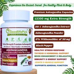 Best Ashwagandha 12300 mg with 5% Withanolides & Black Pepper-90ct Max Benefits