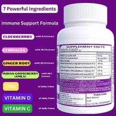 7 in 1 Elderberry with Zinc Echinacea, Vitamin C & D Ginger & Amla 90 Capsules