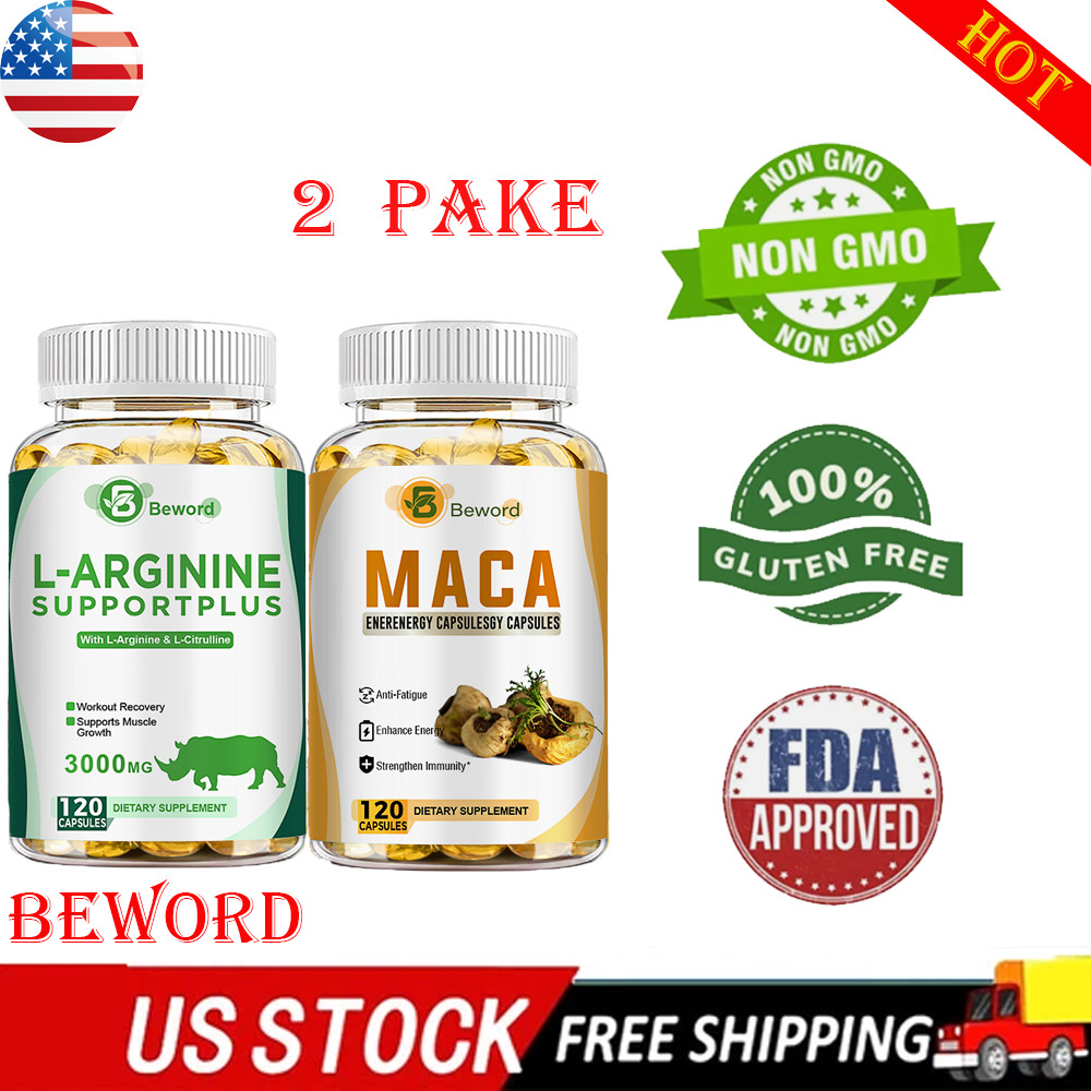 L-Arginine & Maca Root Capsules Natural Energy Stamina Performance Support