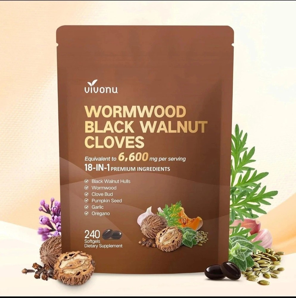 Vivonu Wormwood Black Walnut & Cloves Extraction 240 Softgels Supplement 18 in 1