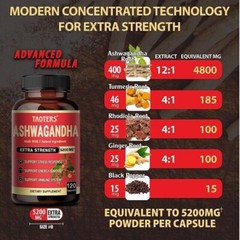 Ashwagandha Root Herbal Supplement 5200mg (30 To 120 Capsules)