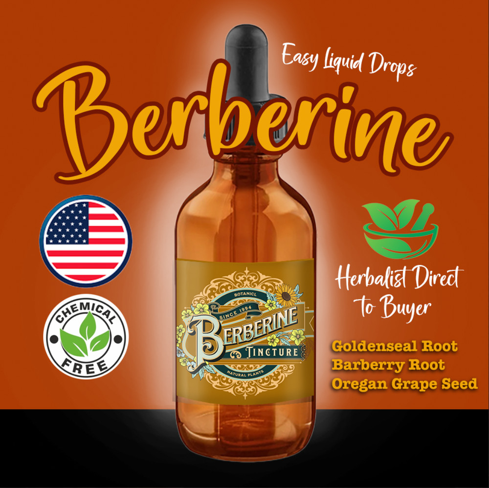 Berberine – Barberry Oregon Grape Goldenseal Extract- EASY Liquid Drops – USA
