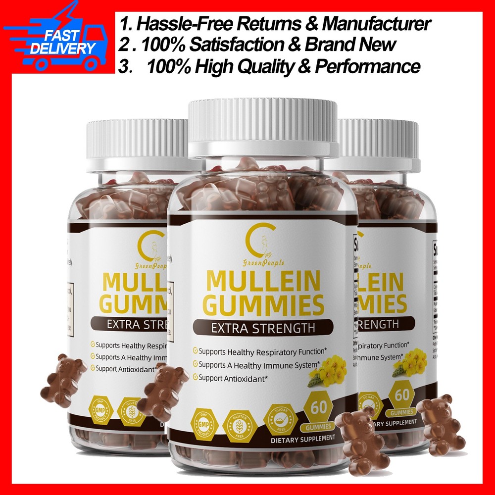 3X Mullein Leaf Gummies 200mg Support Respiratory System Health Lung Cleansing