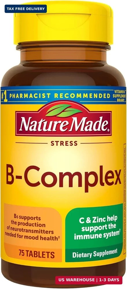 Nature Made Stress B Complex with Vitamin C and Zinc, B Complex Vitamins for Wom