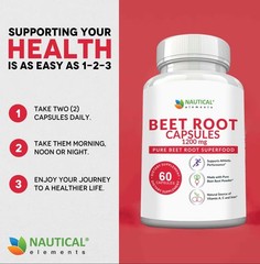 Beet Root Capsules 1200mg Per Serving 200 Capsules for Blood Pressure Support