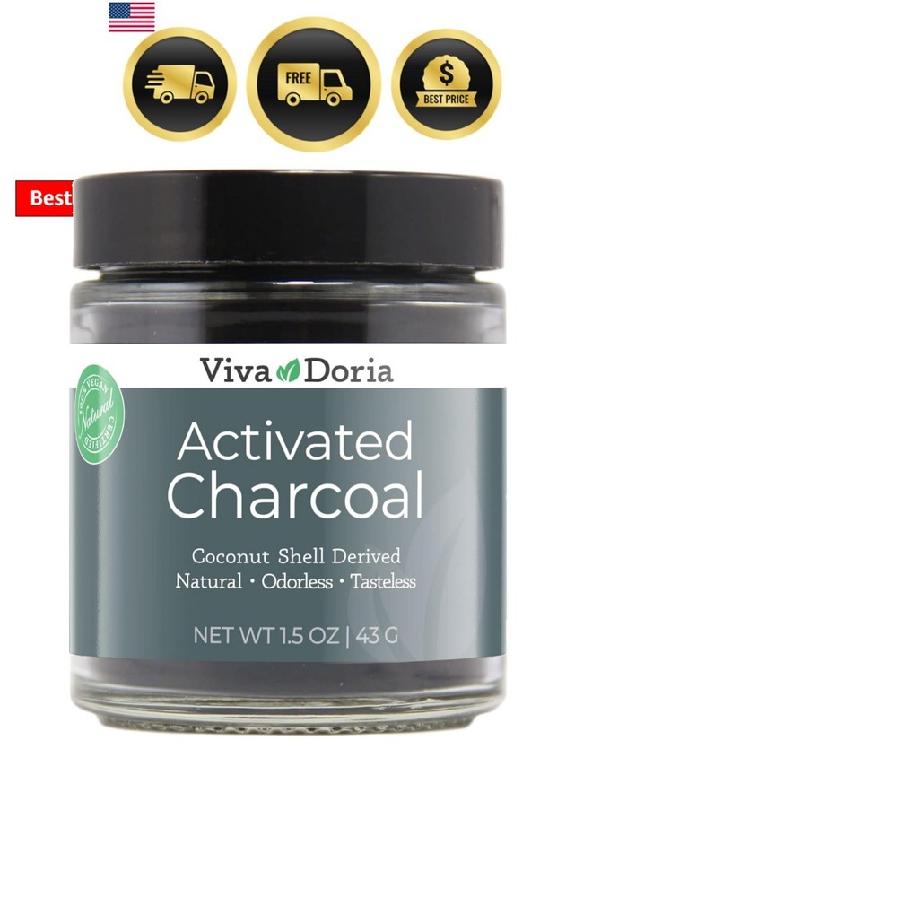 Virgin Activated Charcoal Powder, Coconut Shell Derived, Food Grade, 1.5 Oz G…