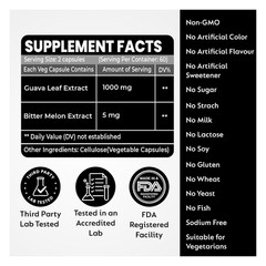 2 Pack Guava Leaf Extract 1000mg with Bitter Melon 120 Veg Capsules Non-GMO