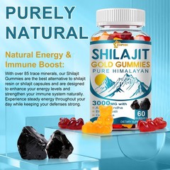 Pure Himalayan Shilajit GOLD Gummies 3000 mg Testosterone Booster, Sperm Health