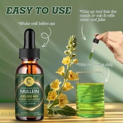 Mullein Drops for Lungs–Mullein Leaf Extract with Chlorophyll Liquid 60ml
