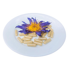 Natural Blue Lotus Flower Capsules (600mg) Nymphaea Caerulea Pure Herbal Organic