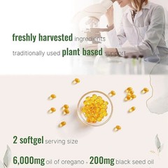 Premium Oregano Oil 6000mg 300gels Contains Carvacrol & Thymoquinone