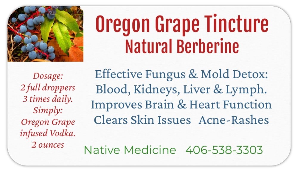 Oregon Grape Tincture: Cleans Fatty Liver & Dirty Blood, Skin Issues-Acne &Spots