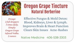 Oregon Grape Tincture: Cleans Fatty Liver & Dirty Blood, Skin Issues-Acne &Spots