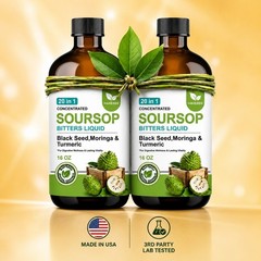 Soursop Bitters Liquid 20-in-1 Herbal Formula | Sugar Free | 16 oz (Pack of 2)