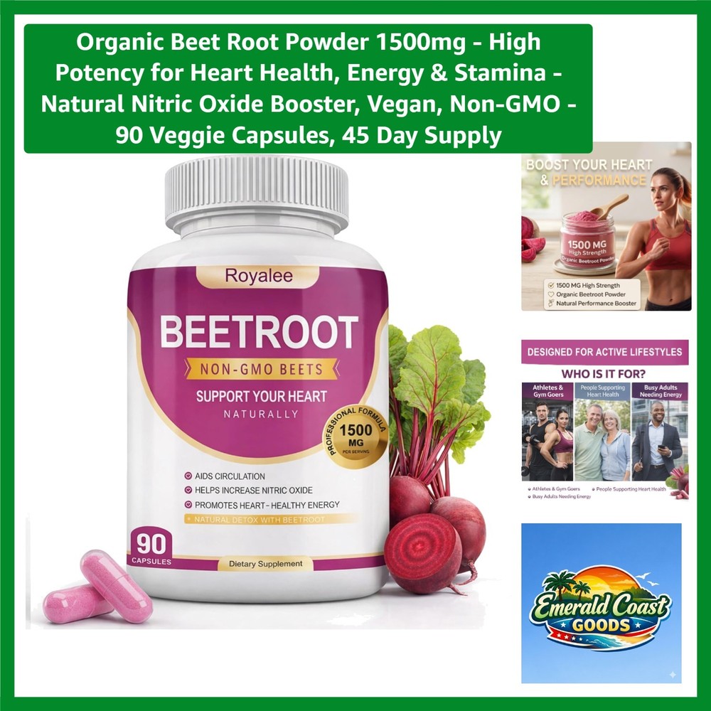 Natural Nitric Oxide Booster – 1500mg Organic Beetroot for Energy & Recovery